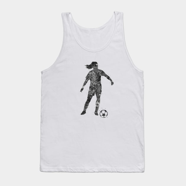 Soccer player girl black and white Tank Top by Yahya Art